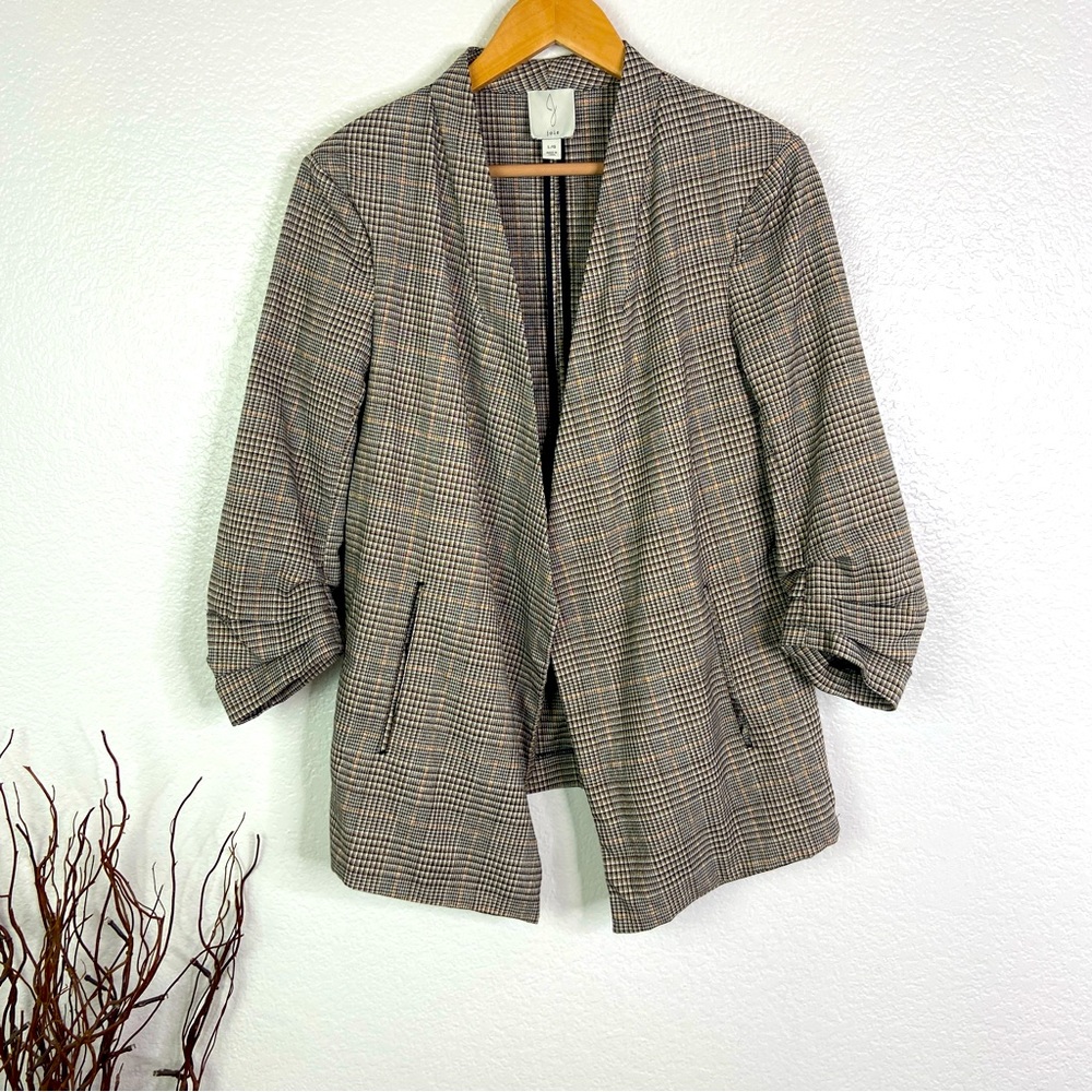 JOIE Plaid Open Front Oversized Blazer Size L